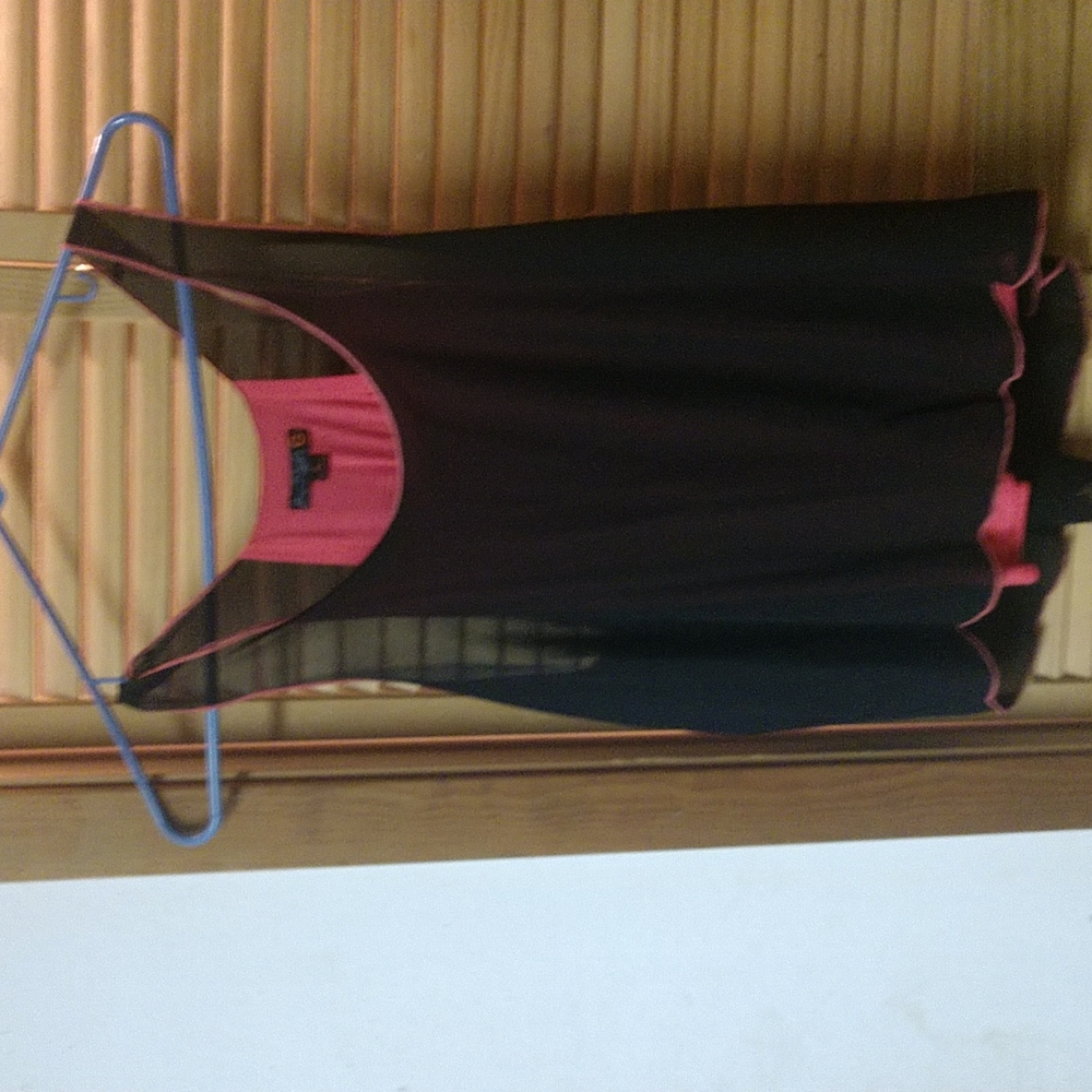 G By Guess Brand Stretchy Black & Hot Pink Layered Tank-Med.-Like New